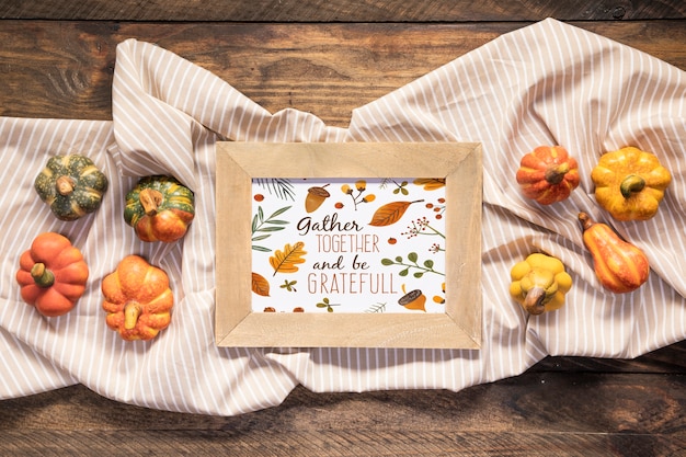 Gather together and be grateful mock-up quote top view