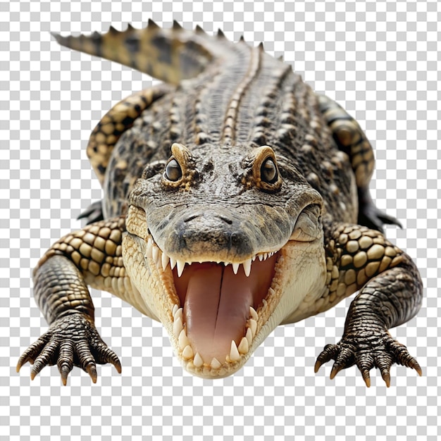 A gator with a wide open mouth on transparent background