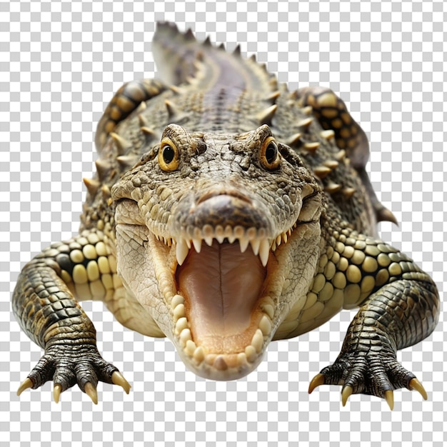 A gator with a wide open mouth on transparent background