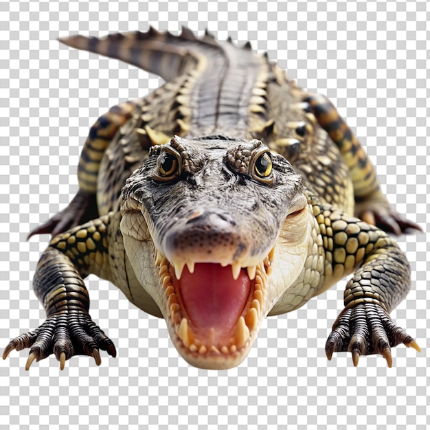 A gator with a wide open mouth on transparent background