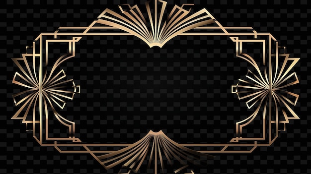 PSD gatsby gold frame with geometric border emphasized with art png luxurious background design