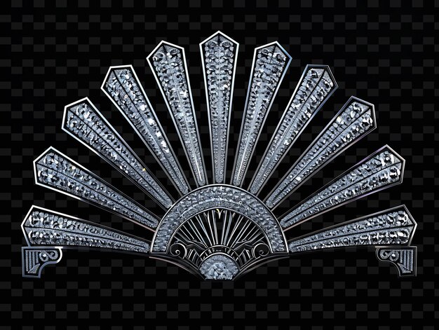 PSD gatsby inspired platinum frame with fan design studded with png luxurious background design