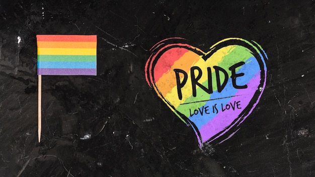 Gay pride background with a heart