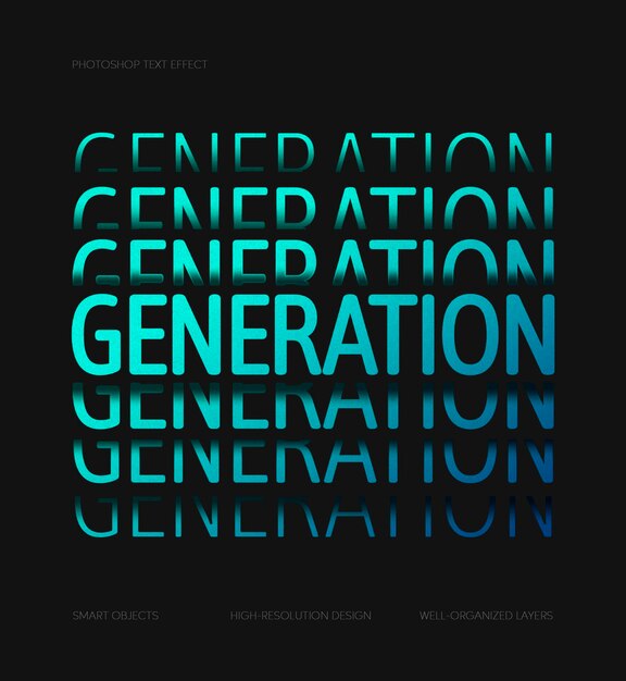 PSD generation style 3d text style effect template premium psd