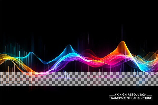 PSD generative equalizer effect neon music wave graphic art on transparent background