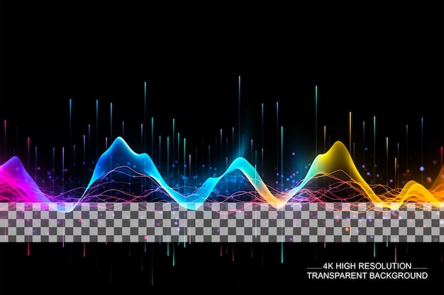 PSD generative equalizer effect neon music wave graphic art on transparent background