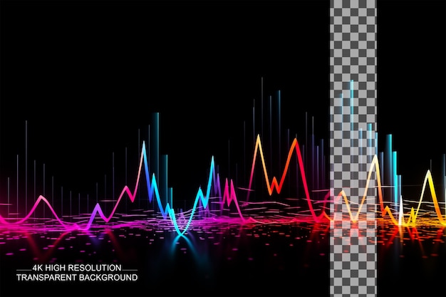 PSD generative equalizer effect neon music wave graphic art on transparent background