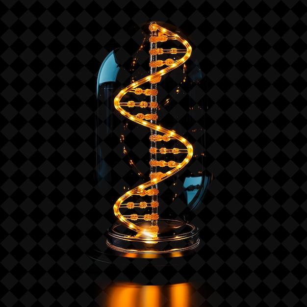 PSD genetic engineering gate with dna helix and tangerine strand png y2k shape neon color collection