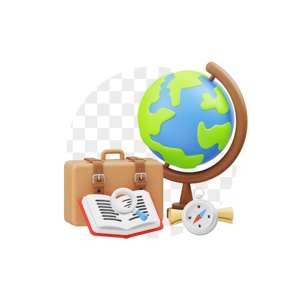 Geography Education 3D Illustration