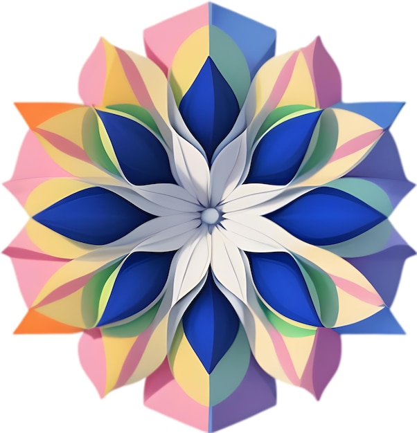 PSD geometric bloom a vibrant flower constructed from overlapping geometric shapes