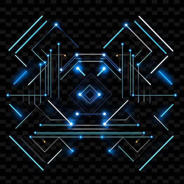 Geometric Borderline Design Neon Lines Style Circuit Board D Shape Y2K Neon Light Art Collections