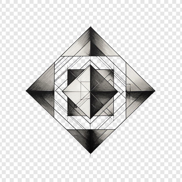 PSD a geometric design of a diamond and the word  arrow  on a white background