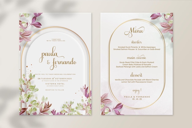 Geometric Wedding Invitation and Wedding Menu