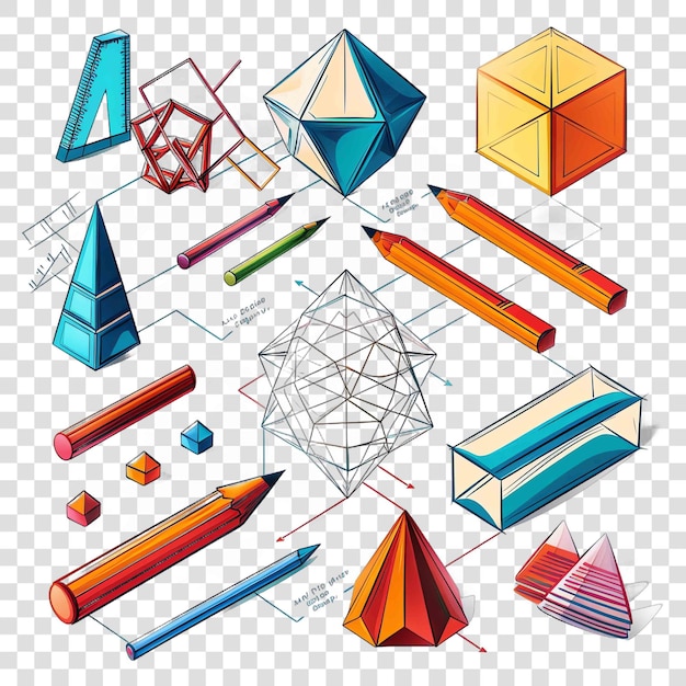 PSD geometry kit transparent background vector elementon transparent background