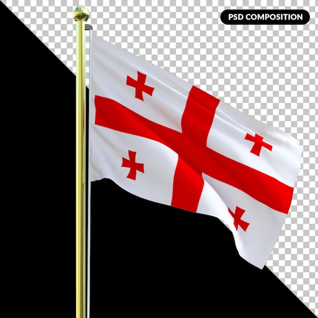 Georgia National Flag isolated 3d premium psd