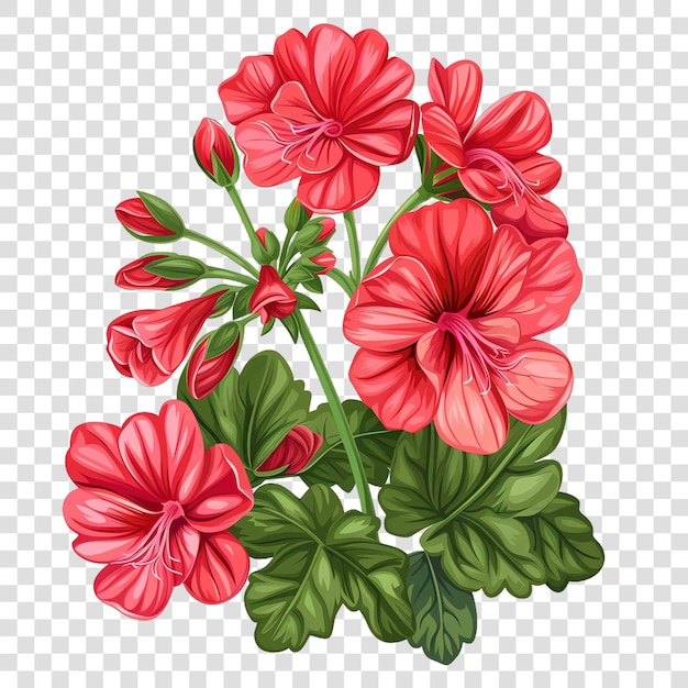 PSD geranium bow illustrstionon transparent background