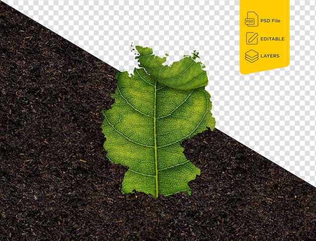 Germany Map Made Of Green Leaves On Soil Background Ecology Concept 3d Illustration