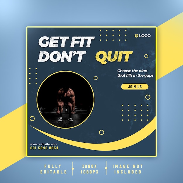 Get fit poster social media banner template psd