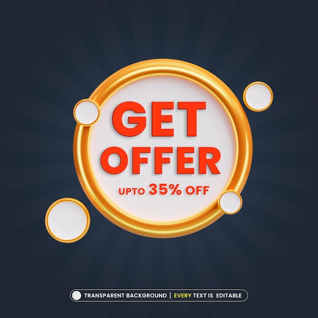 Get offer up to 35 off promotion banner with editable text