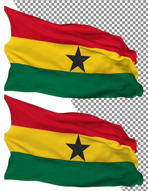 Ghana flag wave isolated plain bump texture transparent background 3d rendering