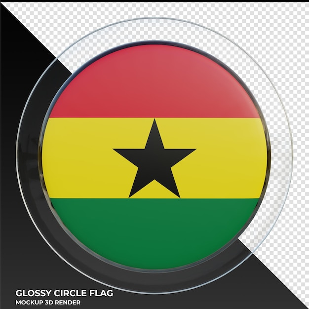 Ghana Realistic 3d textured glossy circle flag