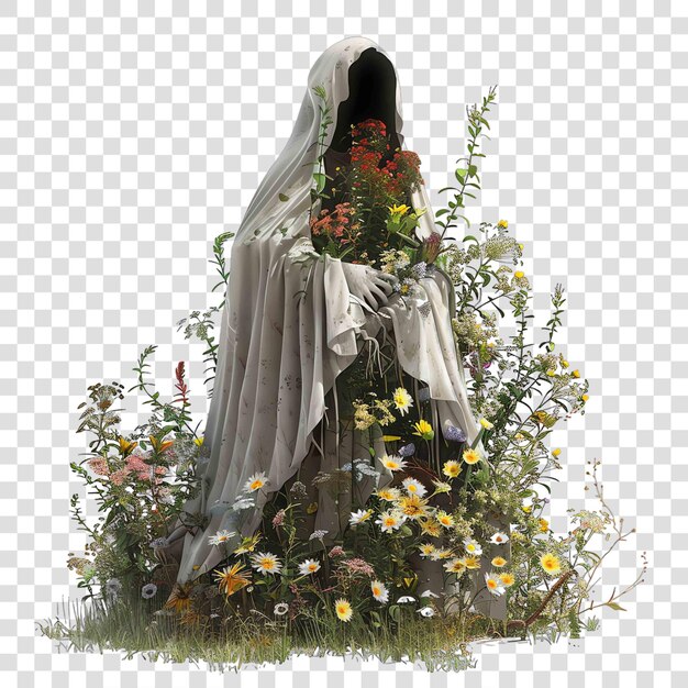 PSD ghost adorned with wildflowers fantasy medival