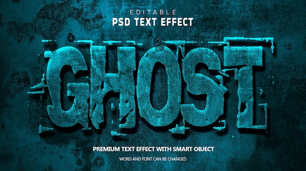 Ghost editable text effect and scary cement texture background.