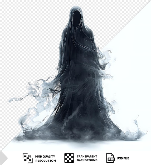 PSD ghostly figure in smoke transparent background psd