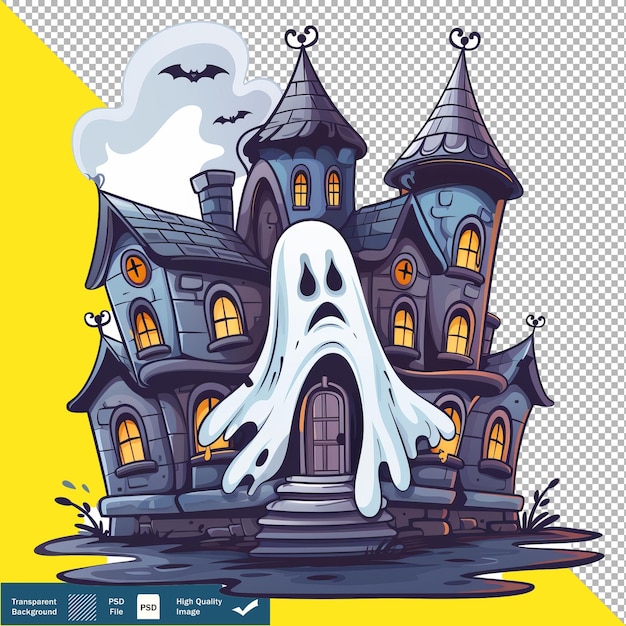 Ghosts Haunting Ancient Ruins Cartoon transparent background PNG PSD