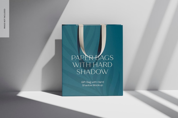 Gift Bag with Hard Shadow Mockup, Front View