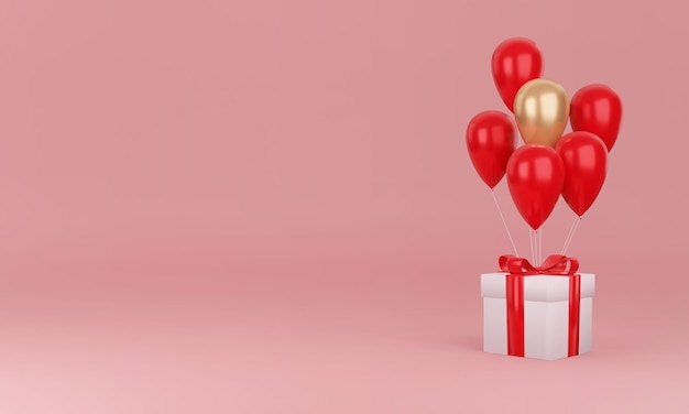 Gift box and heart with minimal design concept