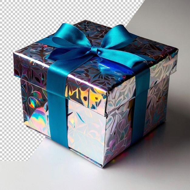 PSD a gift box with a blue ribbon on it