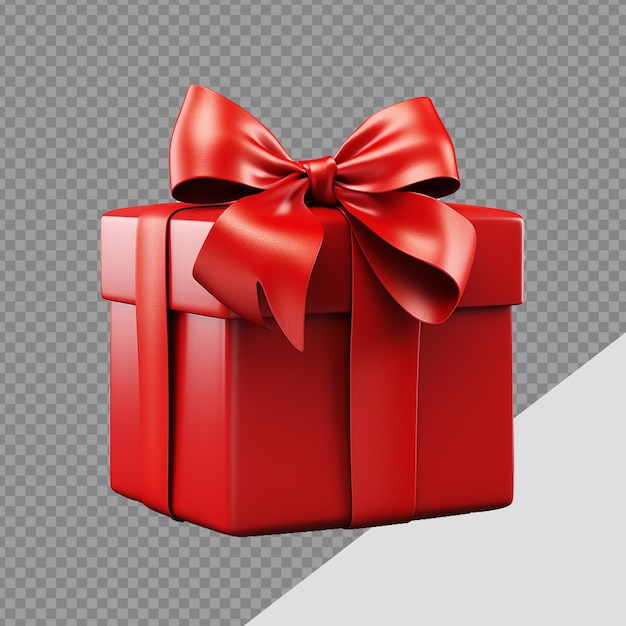 PSD gift box with a red ribbon bow png isolated on transparent background