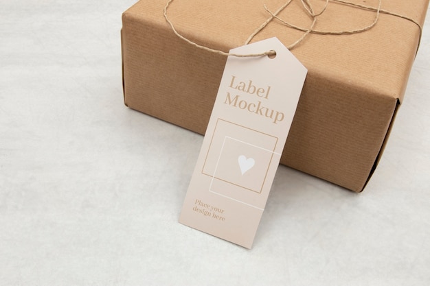 PSD gift card label mock-up with present