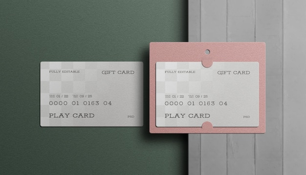 Gift card with card holder mockup