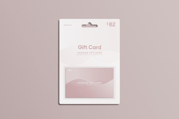 Gift card with hanging gift card mockup