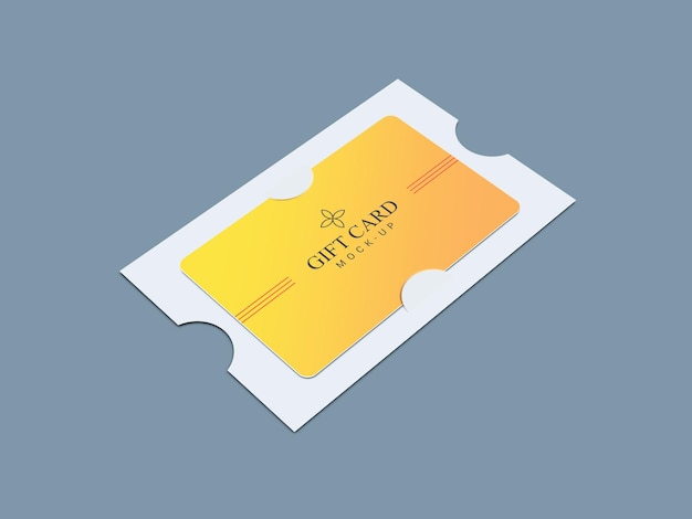 gift card with paper brackets mockup design 