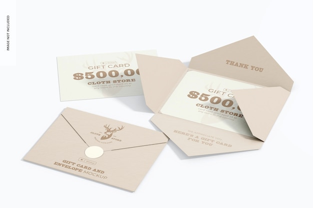 Gift Cards with Envelope Mockup