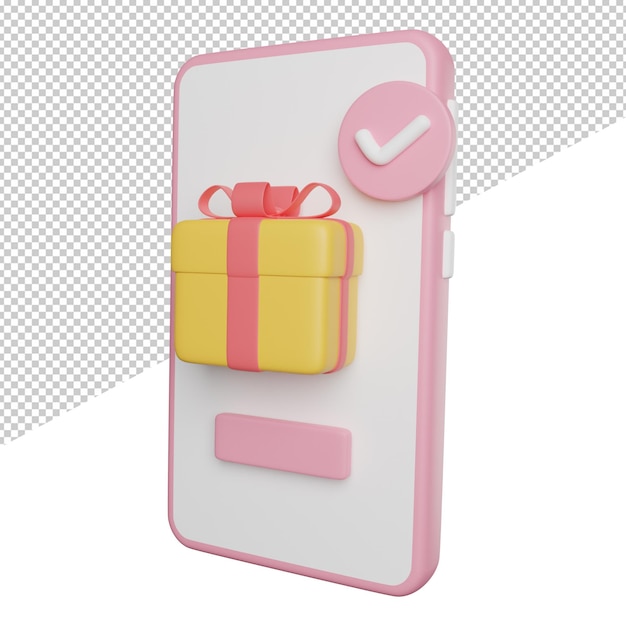 Gift Order Apps side view 3d rendering icon illustration on transparent background