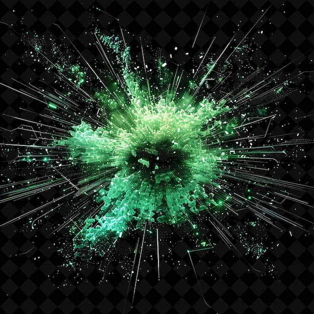 PSD gigantic burst with cybernetic enhancements digital code and png neon effect on dark background