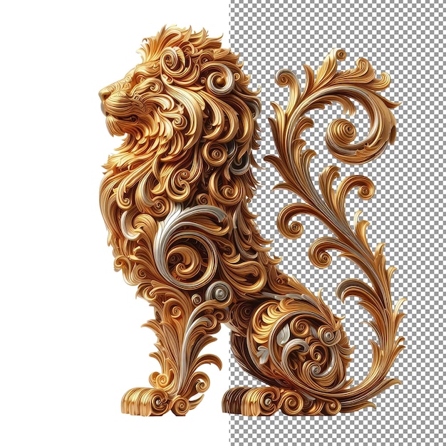 PSD gilded guardian explore the regal beauty of a 3d ornate lion portrait