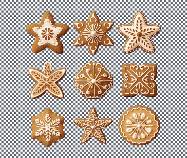 PSD ginger bread tasty cookies isolated on transparent background