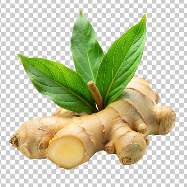 ginger herb with leaf transparent background