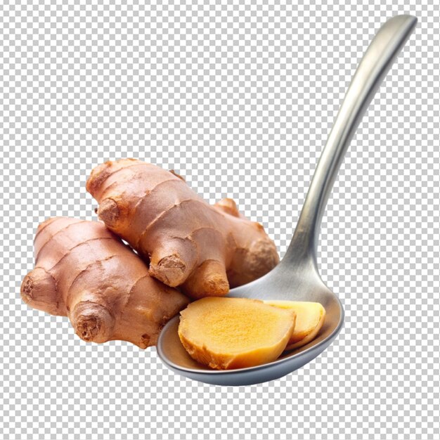 ginger on spoon transparent background