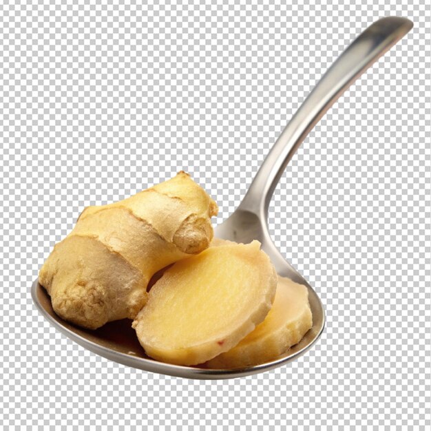 ginger on spoon transparent background