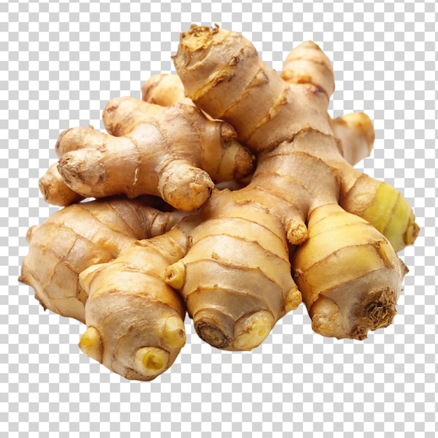 PSD ginger with slice on transparent background