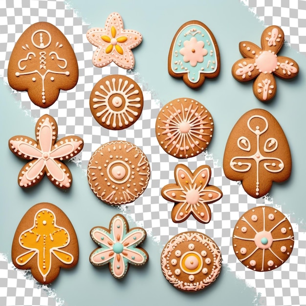 PSD gingerbread easter cookies on brown paper