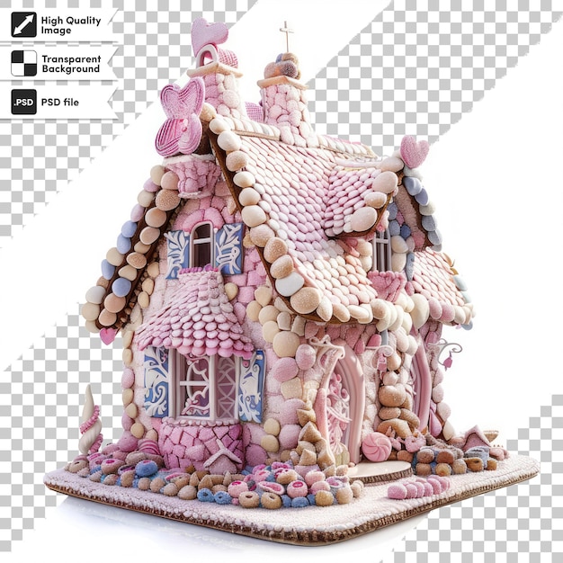 PSD a gingerbread house with a house on the front and the words quot home quot on the bottom