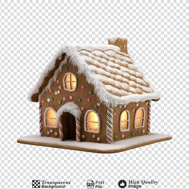 gingerbread house with a white roof and windows