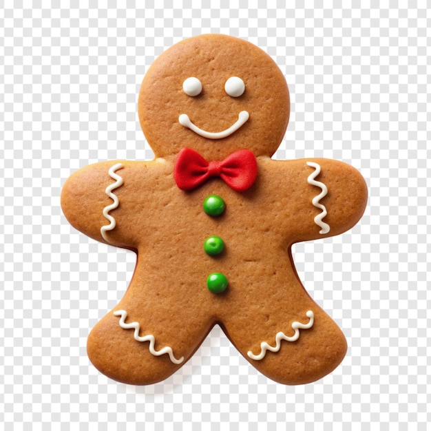 PSD gingerbread man merry christmas cookie isolated on transparent background